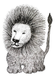 童话般狮子的笔画儿童创造力描绘了图片