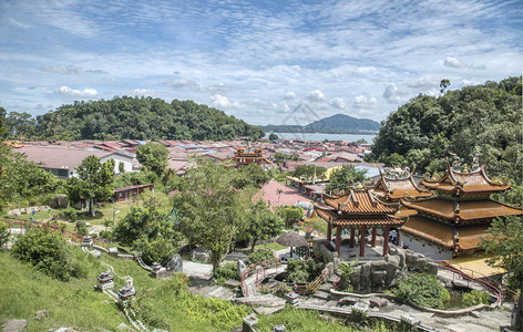 场景拍摄了外衣或FuLinKong寺庙Pangkor岛附图片