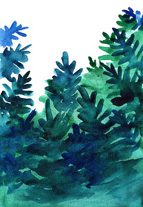 蓝色绿褐树水颜色图片