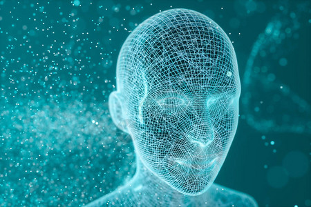 人工智能头线和头3D造影图片
