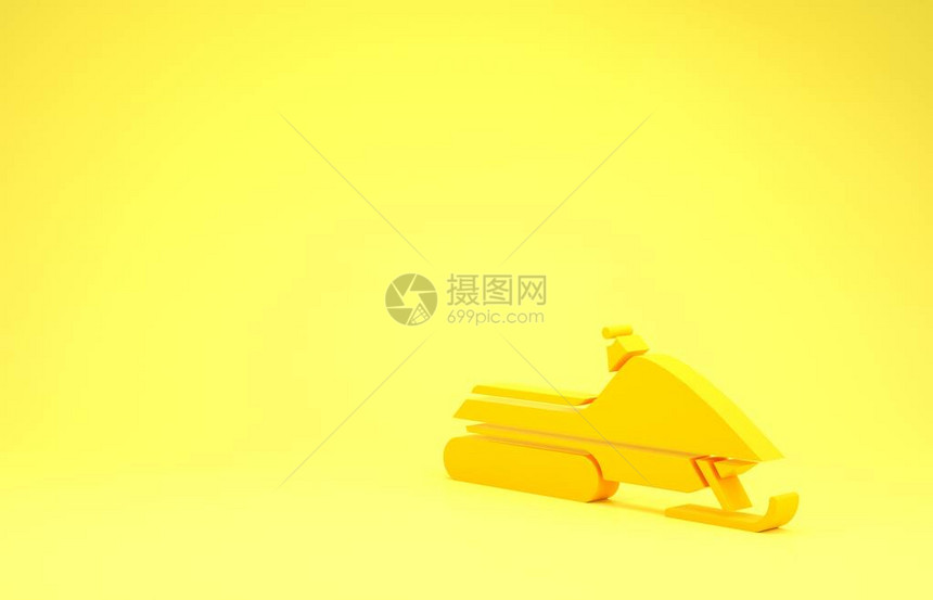 黄色摩托图标孤立在黄色背景上摩托标志极限运动极简主义概念3d插图图片