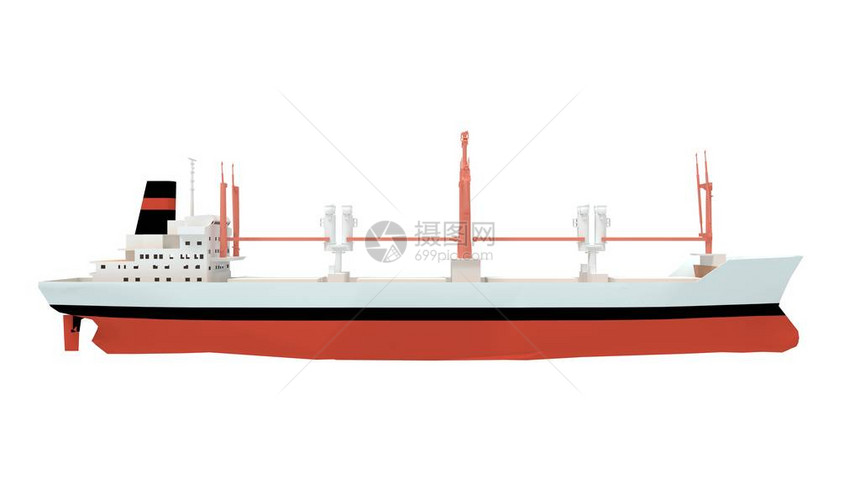 3d一艘大型集装箱货船在白色背景图片