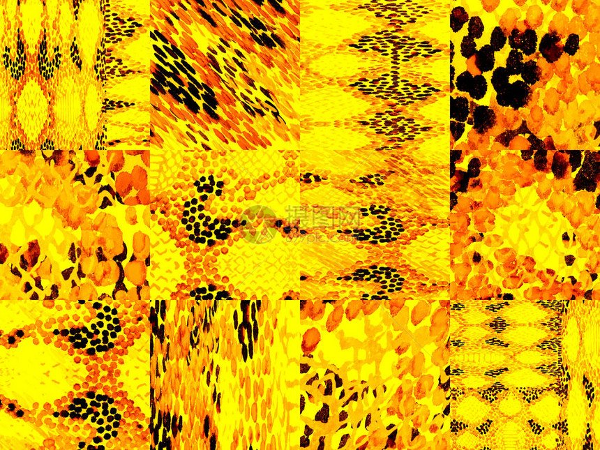 充满活力的几何泳装图案民族无缝模式水彩民族设计夏季菱形背景蛇皮随机纹理和黄色几何对称Ika图片