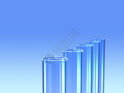 5个试管的成像代表医学测试蓝色背图片