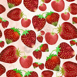 简单的小手绘草莓无缝图案森林或花园草莓绘图适用于壁纸印刷品纺织品甜点菜单背景图片
