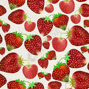 简单的小手绘草莓无缝图案白色森林或花园草莓绘图适用于壁纸印刷品纺织品甜点菜单背景图片