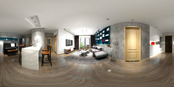 360度家庭内部的3d渲染图片