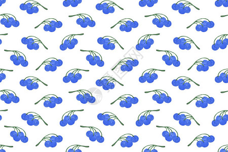 蓝花丽莓重复图案白色背景水彩图画纺织品织物礼品纸的图片