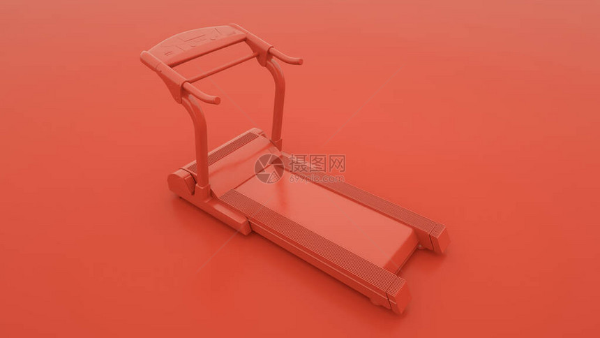 红色跑步机跑步机3d图渲染图片