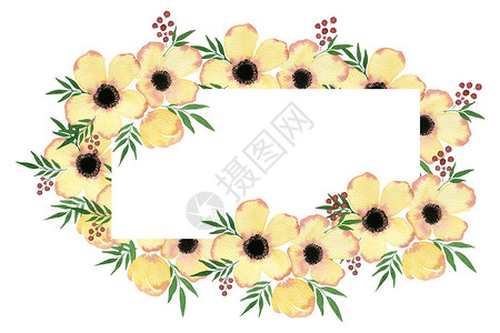 带海葵花的母亲节花框带文本复制空间的春季花卉装饰假日周年纪念或庆祝活动的优雅图片