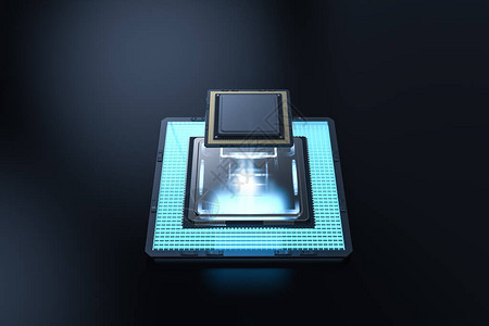 量子计算机技术概念3D在图片