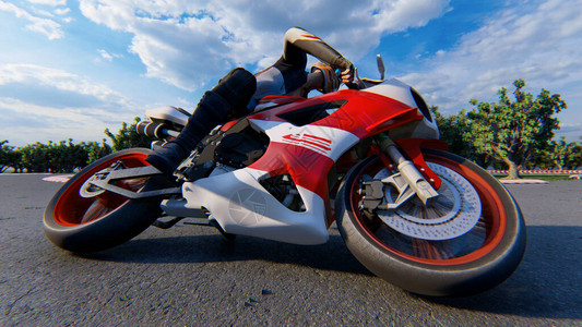 赛车摩托车3D插图的像图片