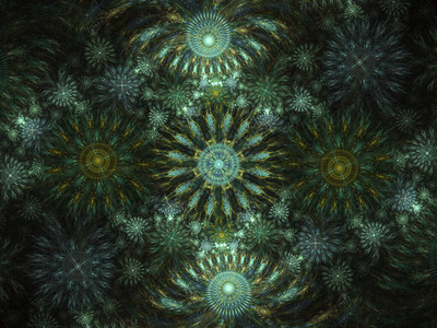 美丽的分形花卉艺术计算机生成的图形艺术项目的抽象花卉分形背景多彩的朱图片