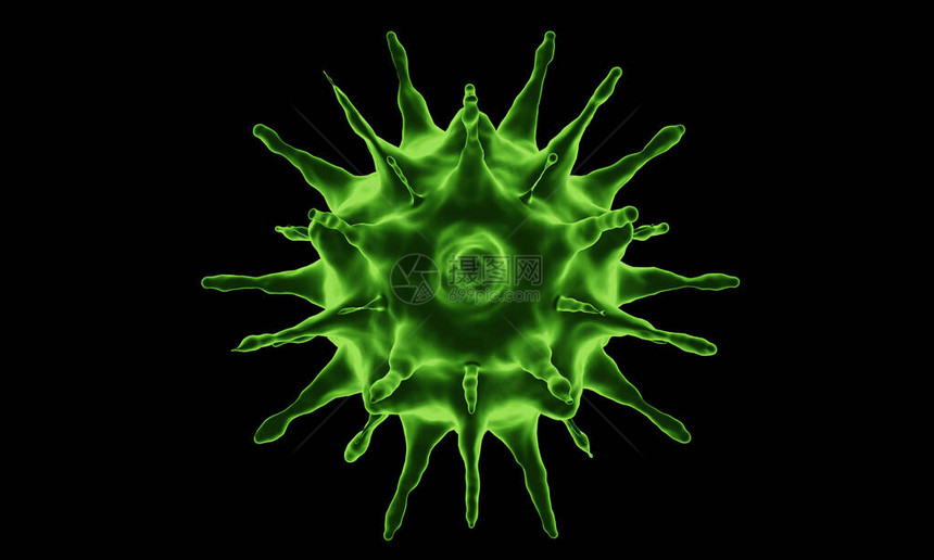 具有长天线的球形抽象细菌或细胞电晕危机概念大流行或感染概念图片