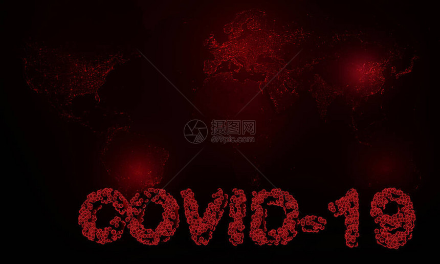 Covid19nCoV概念具有长天线的球形抽象细胞新冠危机概念大流行或感染概念图片