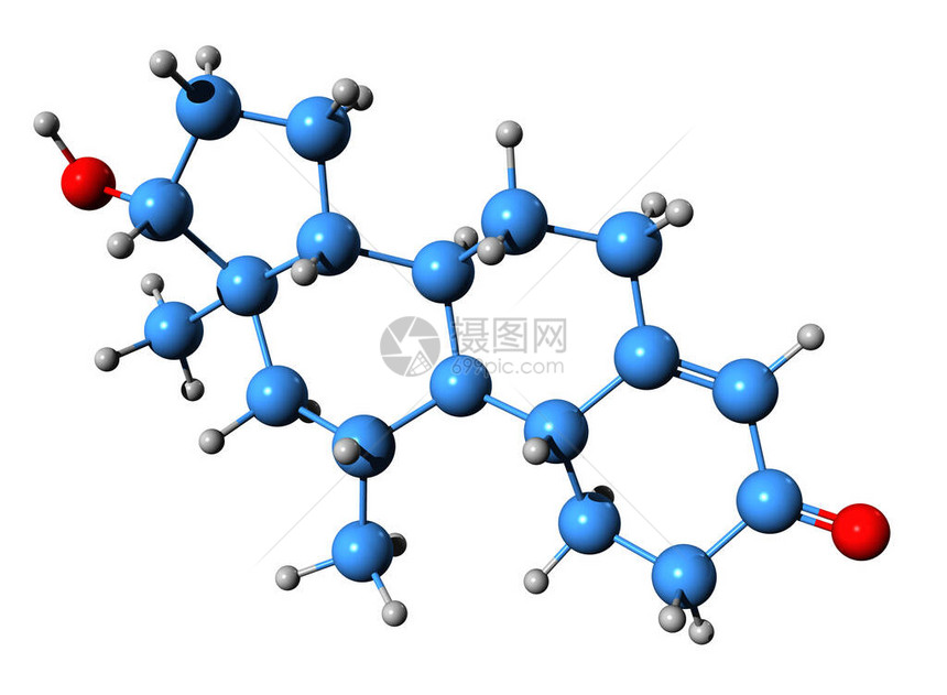 11betaMethyl19nortestosterone骨架式的3D图像在白色背景下分离的11betaMNT的图片