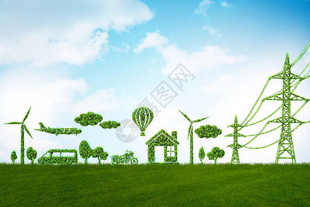 绿色能源概念3d渲染图片