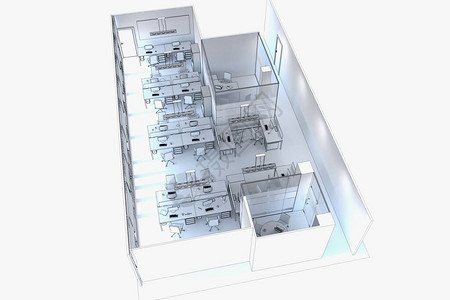 内部可视化3D素描插图背景图片