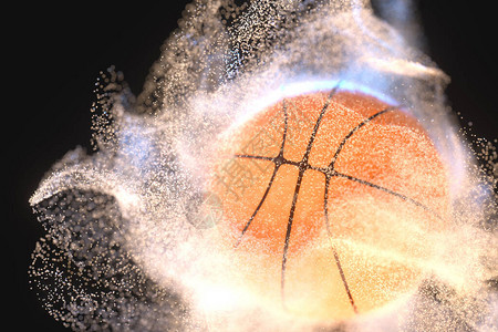 带有运动粒子的篮球3D投影计图片