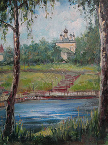 夏季有河流的风景庙宇俄罗斯乌图片