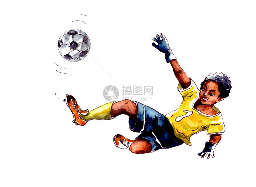 一个身穿黄色足球制服的男守门员抓住球图片