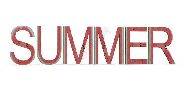 用西瓜字母表写的夏天3d插图图片