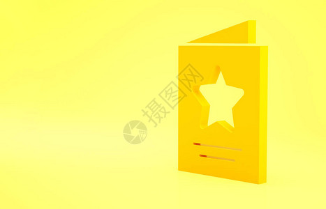 黄色贺卡图标隔离在黄色背景上邀请或贺卡的庆祝模板极简主义概念3d插图图片