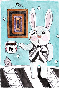 卡通水彩兔子图片