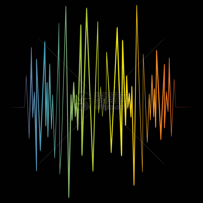 声音横幅脉冲音乐播放器音频多彩波标志颜色均衡器元素孤立的设计符号J图片