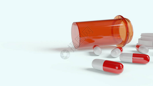 医学内容的药瓶和红白胶囊图片