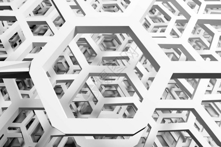 蜂蜜的白色蜂窝单色蜂窝的3d插图简单的几何六边形图案图片