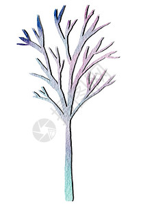 水彩树剪影插图冬季树设计图片