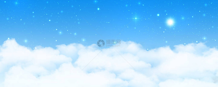 夜空和云与星数字插图画图片