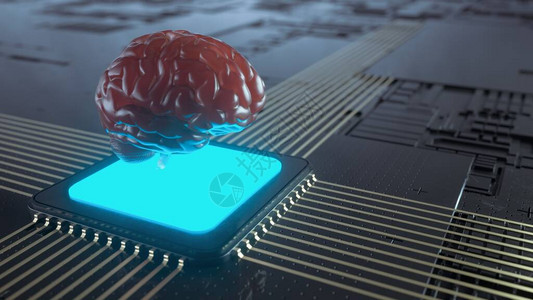 未来人类大脑3d插图人工智能和图片