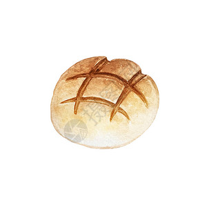 水彩插画手绘新鲜出炉的面包圆形图片
