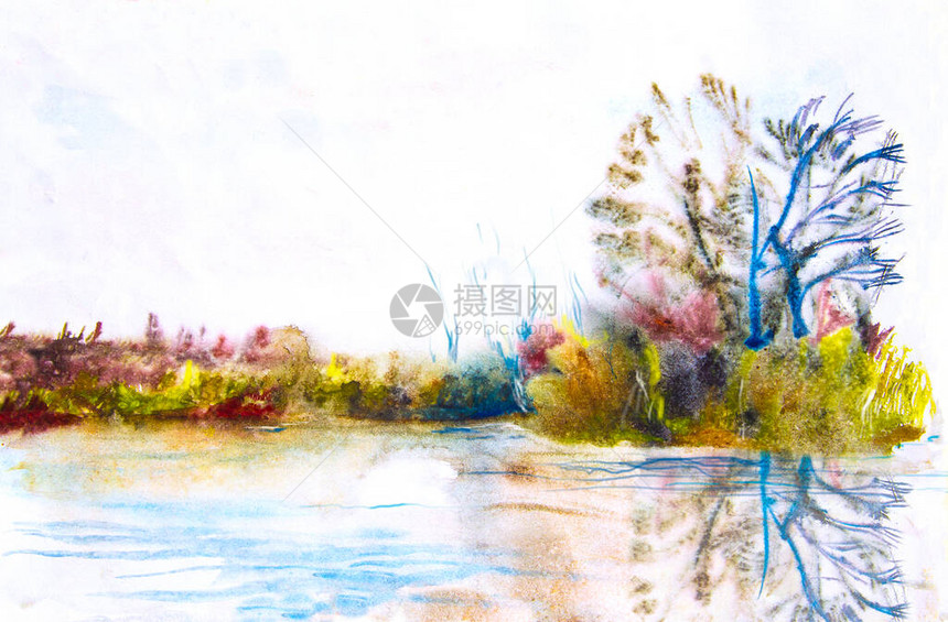 秋色     水彩画   荒木久夫 NO3