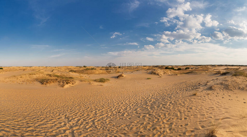 美丽的沙漠风景和沙丘在阳光明媚的一图片