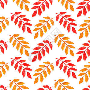 水彩秋色的落叶无缝图片