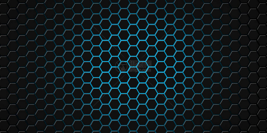 在蓝色和黑色颜中塑造未来的六边形网状背景图片