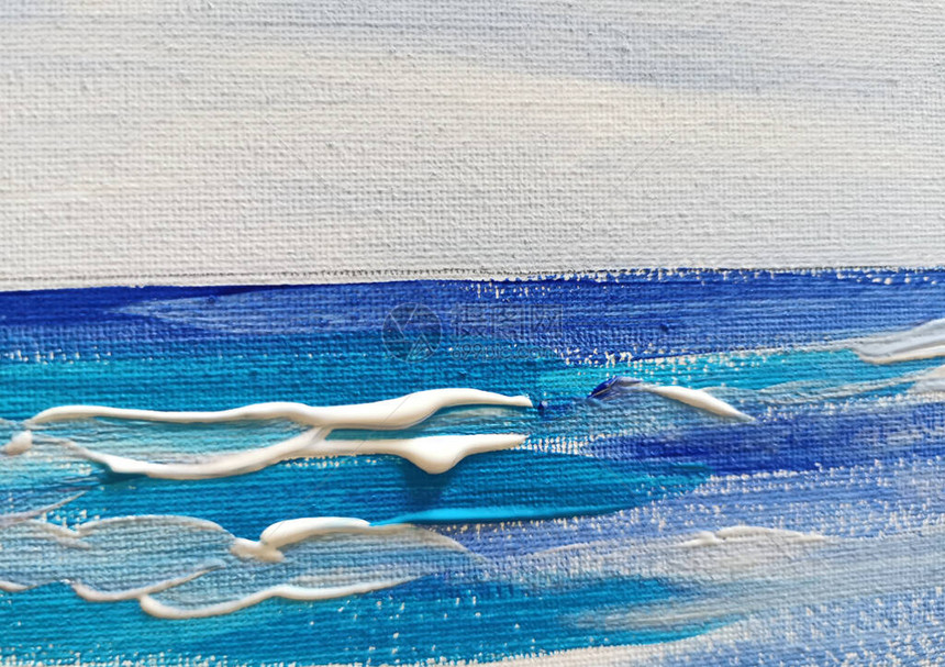 蓝色和白色绘画背景海浪的风景帆图片