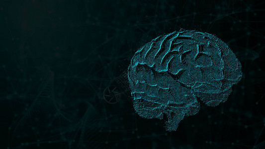 未来主义背景下数字大脑的3D插图人工智能概念和心智可能计图片
