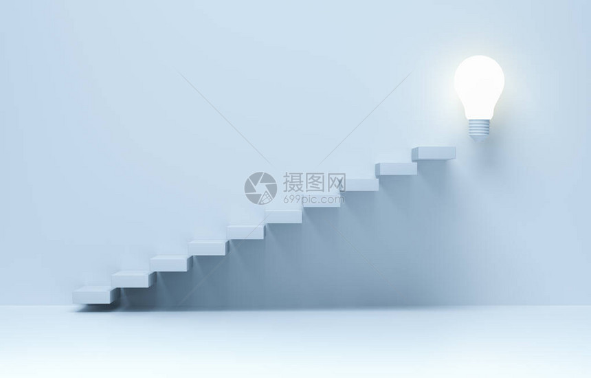 上升楼梯的上升楼梯到灯泡图片