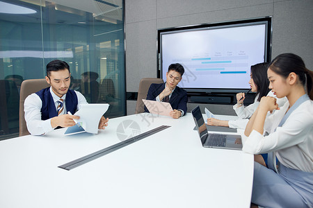 会议室开会的商务团队背景图片