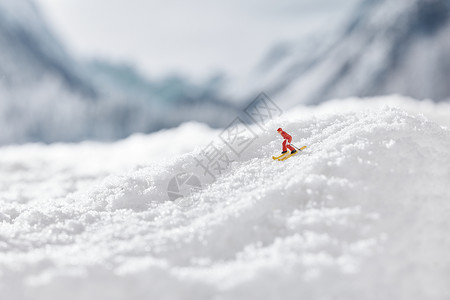 雪景微距滑雪微距静物摄影背景