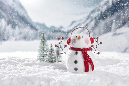 背景素材圣诞冬季雪人静物背景