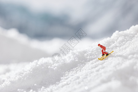 雪景微距滑雪微距静物摄影背景