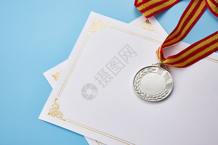奖励证书银牌和证书背景