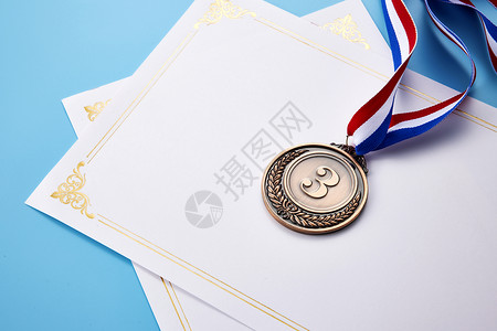 证书铜牌铜牌和奖状证书背景