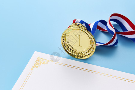 奖状证书素材冠军奖牌和证书奖状背景