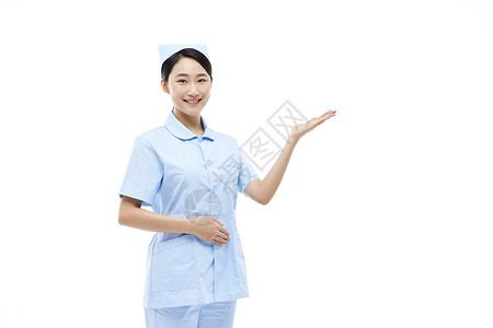 年轻女护士服务手势形象图片